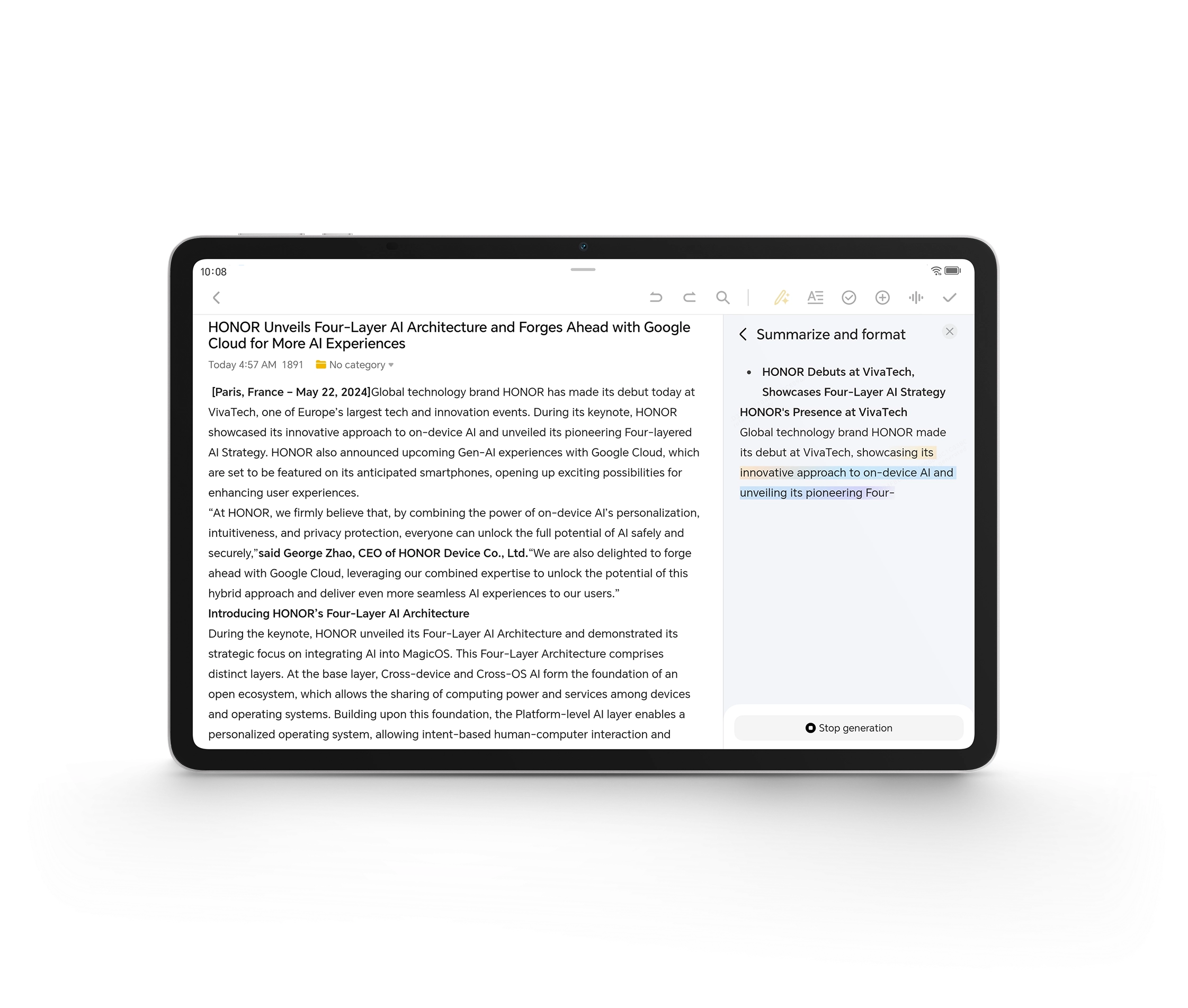 HONOR PAD 10 — Pack avec Clavier et Stylet